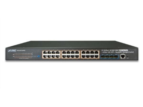 PLANET SGS-6341-24P4X - Switch - L3 - Styrt - 24 x 10/100/1000 (PoE+) + 4 x 10 Gigabit SFP+ - rackmonterbar - PoE+ (370 W)
