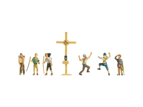 NOCH Mountain Hikers with Cross, HO (1:87), Flerfarget
