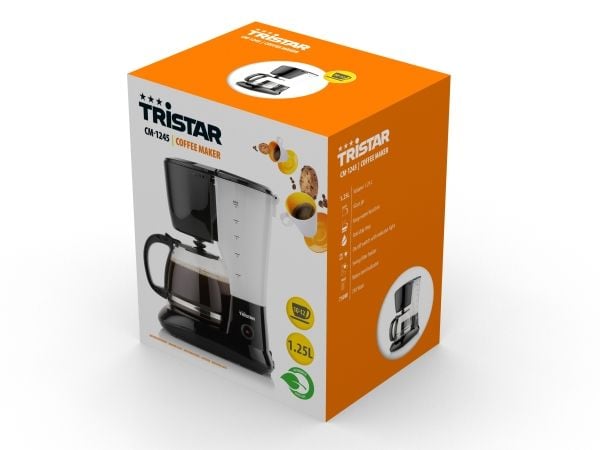 Tristar CM-1245, Kaffebrygger (drypp), 1,25 l, Malt kaffe, 750 W, Sort