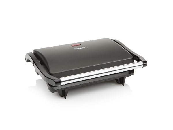 Tristar GR-2650, Sort, Rustfritt stål, Rektangulær, Griddle, 225 x 140 mm, Hengslet Lokk, Låsbart lokk, Kraft indikator
