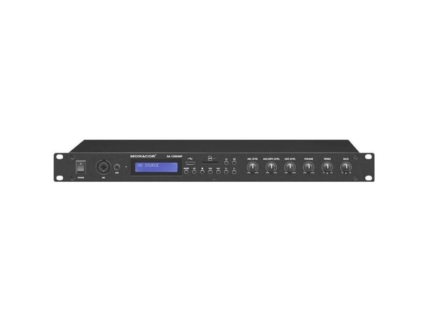 Monacor SA-130DMP, 2.0 kanavaa, 70 W, 0,1%, 90 dB, 20 - 20000 Hz, Riviliittimen kiinnikkeet