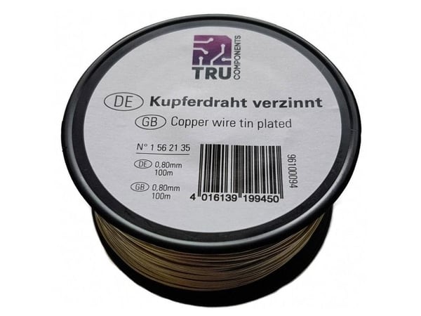 TRU COMPONENTS koppartråd utvändig diameter (utan isoleringslack) 0,80 mm 100 m
