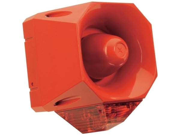ComPro Kombi-signalgiver Asserta AV Rød Blitzlys, Halvtoner 24 V/DC 120 dB