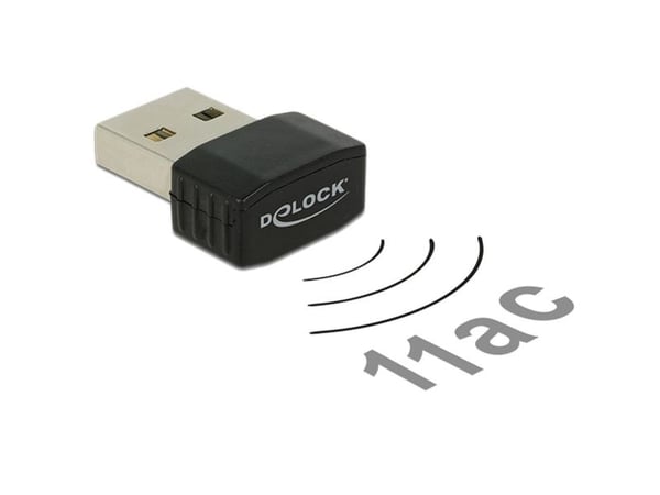 Delock USB 2.0 Dual Band WLAN ac/a/b/g/n Nano Stick - Nettverksadapter - USB 2.0 - Wi-Fi 5 - svart