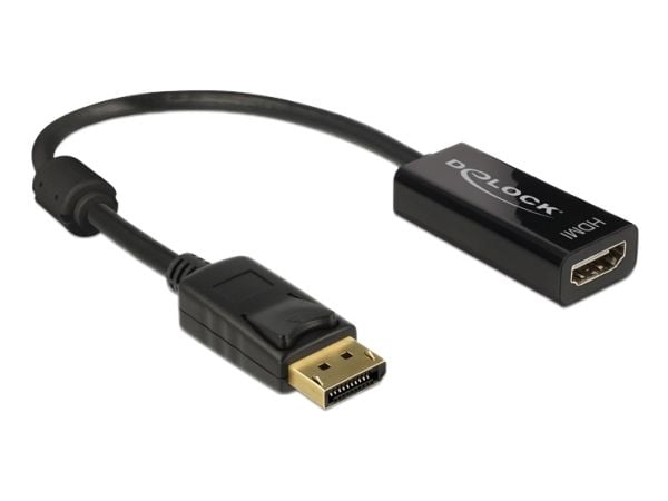 Delock - Video adapter - DisplayPort hann til HDMI hunn - 20 cm - svart - 4K-støtte