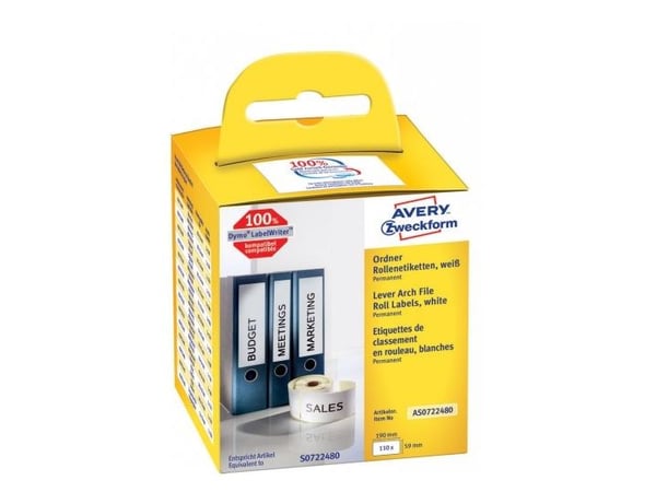 Avery Zweckform - Papir - permanet adhesiv - hvit - 59 x 190 mm 110 etikett(er) (1 rull(er) x 110) rektangulære hevarmsbueetiketter