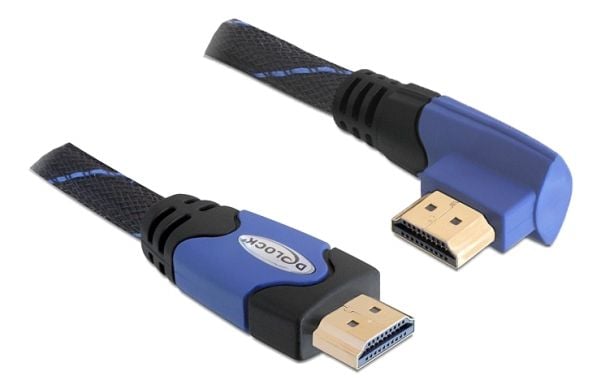 Delock High Speed HDMI with Ethernet - HDMI-kabel med Ethernet - HDMI hann til HDMI hann - 2 m - 90° kontakt