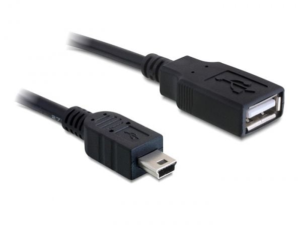 Delock - USB-kabel - USB (hunn) til mini-USB type B (hann) - USB 2.0 - 50 cm - svart
