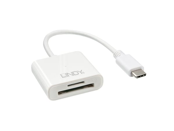 Lindy 43185, MicroSD (TransFlash), SD, Hvit, 5000 Mbit/s, Akrylonitril-butadien-styren (ABS), 2 TB, USB 3.2 Gen 1 (3.1 Gen 1) Type-C