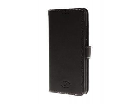 Insmat Exclusive Flip Case - Vikbart fodral för mobiltelefon - genuint läder - svart - för Huawei Y7