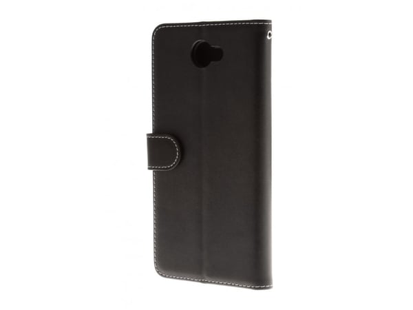 Insmat Exclusive Flip Case - Lommebok for mobiltelefon - ekte skinn - svart - for Huawei Y7