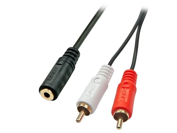 Lindy 35677, 2 x RCA, Hankjønn, 3.5mm, Hunkjønn, 0,25 m, Svart, Rød, Hvit
