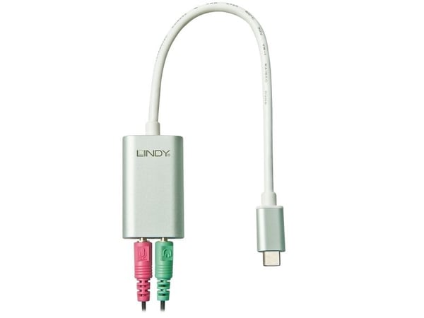 Lindy 42711, USB C, 3.5mm, Hvit, Hankjønn, Hunkjønn, 25 g