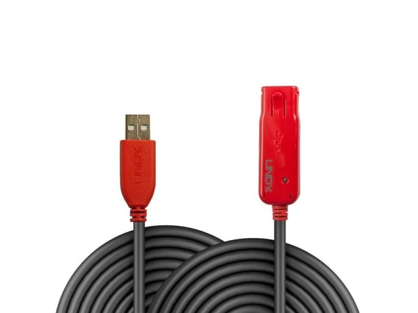 Lindy 42923, 30 m, USB A, USB A, USB 2.0, Hankjønn/hunkjønn, Svart, Rød