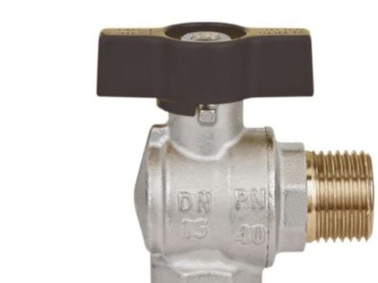 Vinkel kulventil 1/2" - nippl/muff T-spak