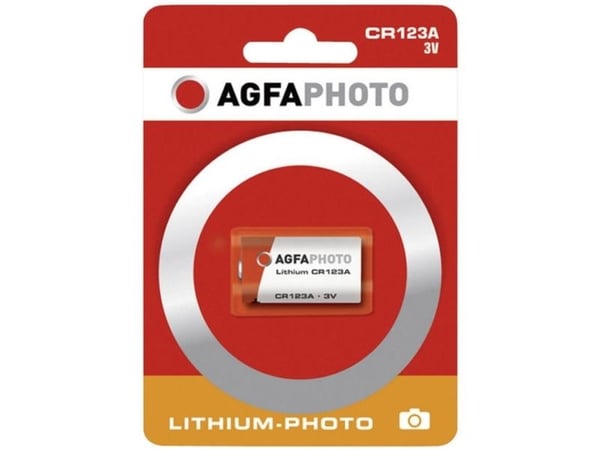 AgfaPhoto CR123A, Kertakäyttöinen akku, Litium, 3 V, 1300 mAh, Harmaa, Punainen