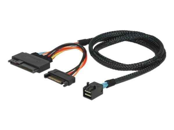 Delock - SAS intern kabel - SFF-8643 (hann) til SATA-strøm, U.2 (SFF-8639) - 75 cm - svart
