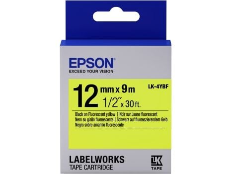 Epson LabelWorks LK-4YBF - Svart på gult - Rull (1,2 cm x 2,9 m) 1 kassett(er) merketape - for LabelWorks LW-1000, 300, 400, 600, 700, 900, K400, Z...