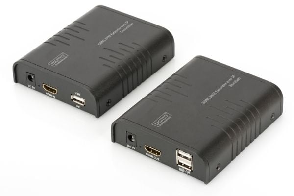 DIGITUS Professional HDMI KVM Extender over IP, Set - KVM / lydutvider - 100Mb LAN - USB - opp til 120 m