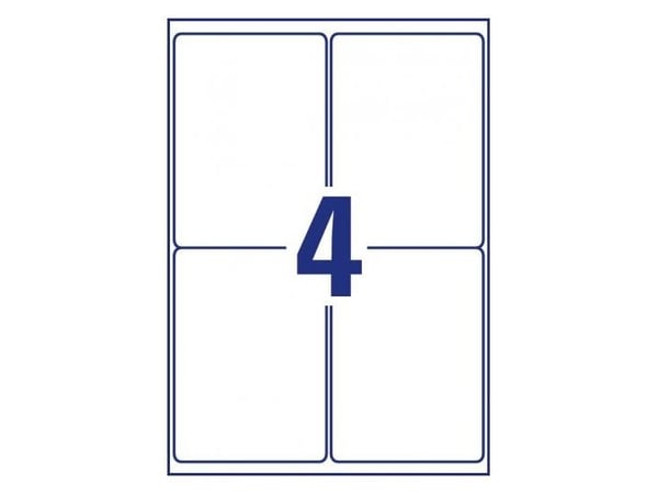 Avery Zweckform L4774-8, Hvit, Avrundet rektangel, Permanent, DIN A4, Polyester, Matt