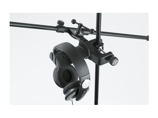 K&M 16085 - Monteringssett (skrivebordsklemmemontering, holder) - for 2 headphones / headsets - stål - svart
