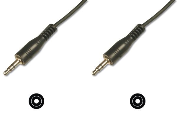 ASSMANN - Lydkabel - mini-phone stereo 3.5 mm hann til mini-phone stereo 3.5 mm hann - 2.5 m - skjermet - svart - formstøpt