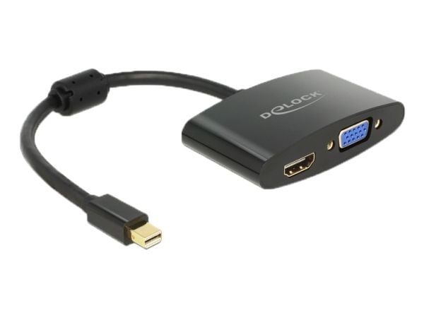 Delock - Video adapter - DisplayPort (hann) til HD-15 (VGA), HDMI (hunn) - 18 cm - svart