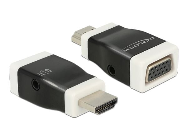 DeLOCK 65586, HDMI-A, VGA, Musta, Valkoinen