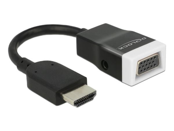Delock Adapter HDMI-A male > VGA female with Audio - Videokonverter - HDMI - VGA - svart, hvit - løsvekt