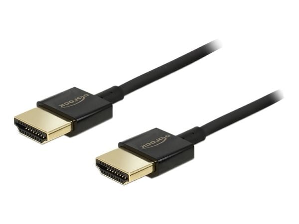 DeLock Slim Premium - Video-/lyd-/nettverkskabel - HDMI - 36 AWG - HDMI, 19-pinners (M) - HDMI, 19-pinners (M) - 3 m - Trippelskjermet tvunnet park...
