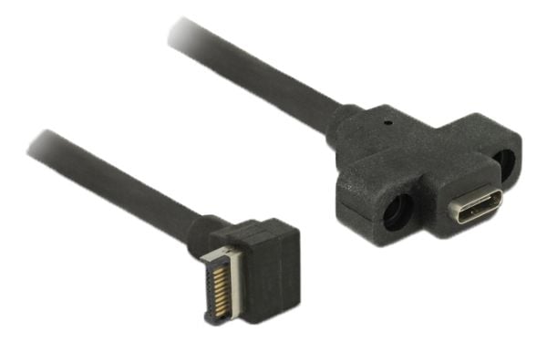 Delock - Intern-til-ekstern USB-kabel - 20-pins USB 3.0-plugg (hann) vinklet til USB-C (hunn) panelmonterbar - 45 cm