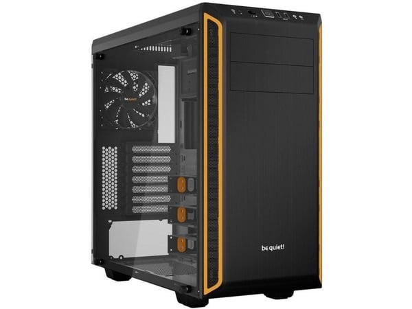 be quiet! Pure Base 600 Window - Miditower - ATX - ingen strømforsyning - USB/Lyd - Sort/Orange - (Inkl. 2 x Pure Wings 2 blæsere)