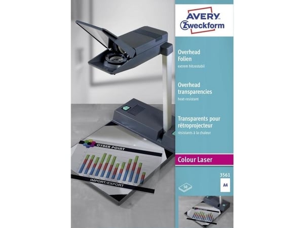 Avery 3561, Polyesteri, Läpinäkyvä, Laser, A4, 0,13 mm, 210 x 297 x 0,13 mm