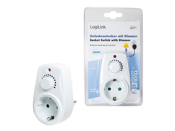 LogiLink PA0151, Dimmer, Monterbar, Rotasjon, Hvit, Europlug, Europlug