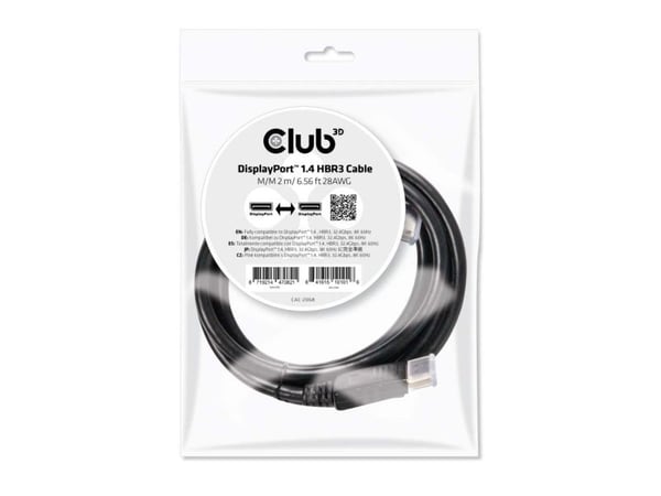 Club 3D - DisplayPort-kabel - DisplayPort (hann) til DisplayPort (hann) - DisplayPort 1.4 - 2 m - svart