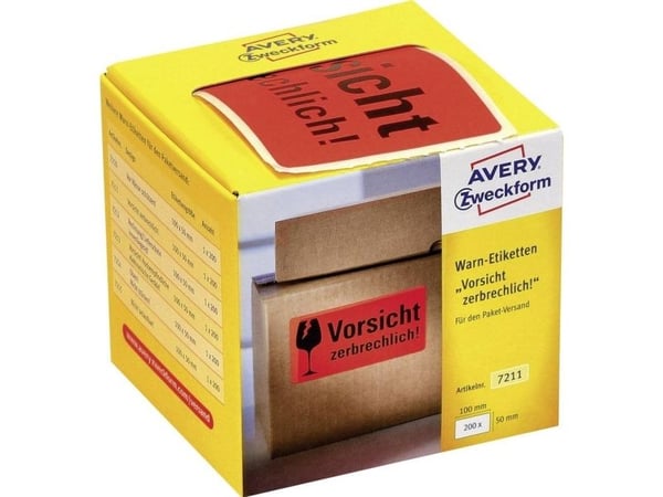 Avery 7211, Rød, Avrundet rektangel, Permanent, Papir, 200 stykker, 1 stykker