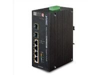 PLANET IGS-624HPT - Switch - 4 x 10/100/1000 (PoE+) + 2 x Gigabit SFP - DIN-skinnemonterbar, veggmonterbar - PoE+ (120 W) - DC-strøm