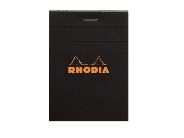 Notesblok Rhodia A7 linjeret m/80 ark, sort