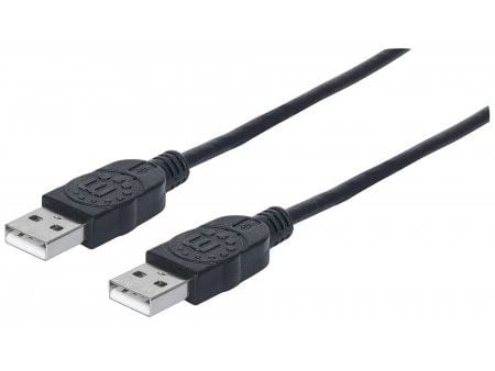 Manhattan 353892, 1 m, USB A, USB A, USB 2.0, Hankjønn/hankjønn, Sort