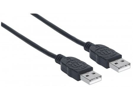 Manhattan 353892, 1 m, USB A, USB A, USB 2.0, Hankjønn/hankjønn, Sort