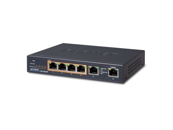 PLANET GSD-604HP, Hallitsematon, Gigabit Ethernet (10/100/1000), Power over Ethernet -tuki