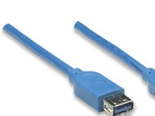 Manhattan 322379, 2 m, USB A, USB A, USB 3.2 Gen 1 (3.1 Gen 1), Hankjønn/hunkjønn, Blå