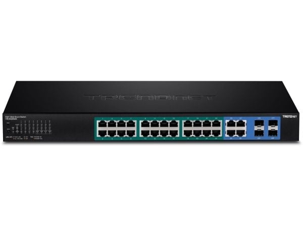 TRENDnet TPE 5028WS - Switch - smart - 24 x 10/100/1000 (PoE+) + 4 x kombo-Gigabit SFP - stasjonær, rackmonterbar - PoE+ (370 W) - AC 100 - 240 V -...