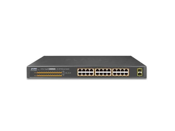 PLANET GSW-2620HP - Switch - 24 x 10/100/1000 (PoE+) + 2 x Gigabit SFP - stasjonær, rackmonterbar - PoE+ (220 W)