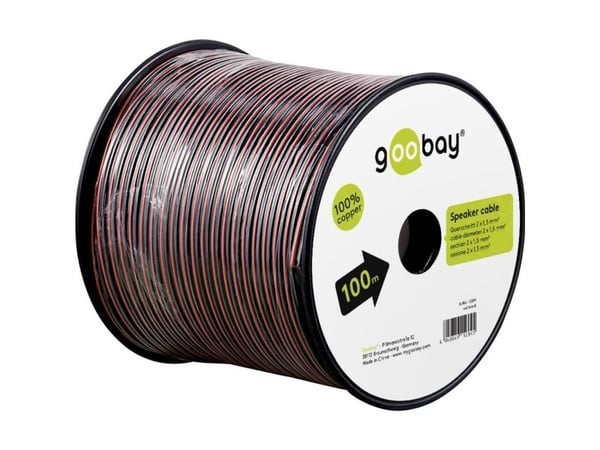 Goobay 15084, Oxygenfri kobber, 100 m, Sort, Rød