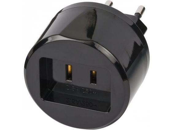 Brennenstuhl 1508500010, Type A, Type C (Europlugg), 250 V, 2,5 A, Sort