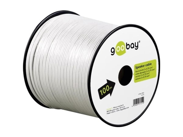 Goobay 27521, Kobberkledd aluminium (CCA), 100 m, Hvit