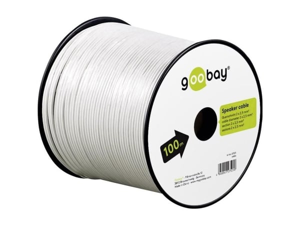Goobay 27525, Kobberkledd aluminium (CCA), 100 m, Hvit