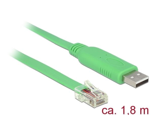 Delock - USB / seriell-kabel - USB (hann) til RJ-45 (hann) - 1.8 m - grønn