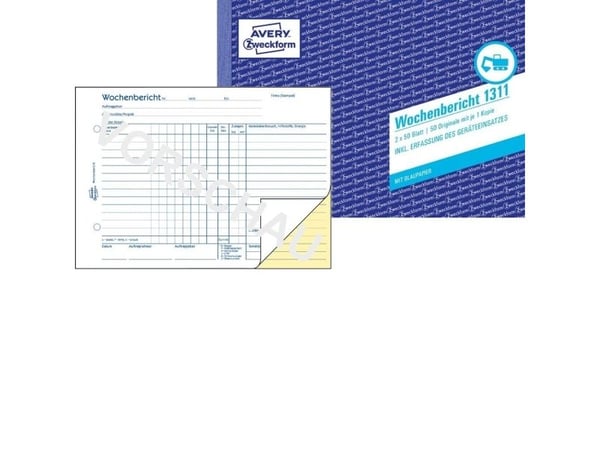 Avery Zweckform - Ukerapport - 50 ark - A5 (148 x 210 mm) - landskap - dublett